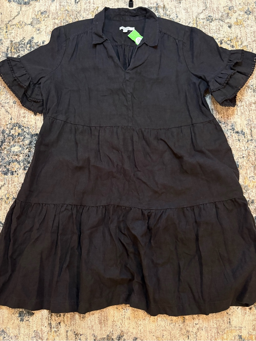 Chico's Women 100% Linen Tiered Maxi Dres Size 3 XL X-Large Black